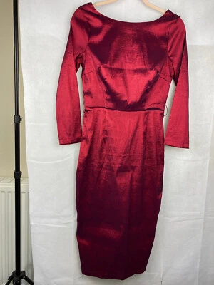 Vestido Lápiz Rojo Brillante Collectif Reino Unido 12/M Fiesta de Navidad Festivo Foto 1 de 4
