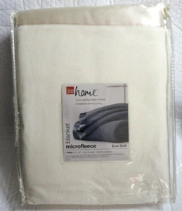 Ever Soft Blanket Vintage Twin Beige with light gold satin trim 66" x 90" - Picture 1 of 8