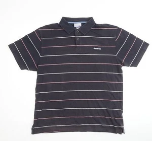 Reebok Mens Multicoloured Striped Cotton Blend Polo Size M Collared Button - Picture 1 of 10