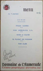 Weinwerbung 50er Jahre französische Speisekarte: Domaine de l'Aumerade - Bild 1 von 1