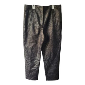 Veronica Beard Metallic Wool Blend Tapered Pants Size 10 Black Gold Shimmer New - Picture 1 of 7