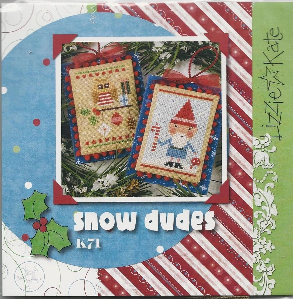 Gráficos de punto de cruz Lizzie Kate Christmas Snow Dudes + botones y cuentas de lino Foto 1 de 3