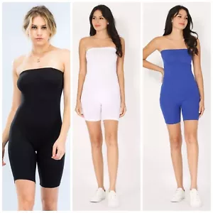 Romper tube top strapless casual party seamless stretch form fitting bodycon - Picture 1 of 6