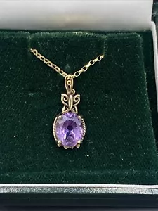 Halskette mit Amethyst-Anhänger 9 kt Gold - Bild 1 von 10