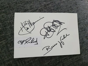 Cliff Richard And The Shadows Set Of Autographs On Card - Picture 1 of 3