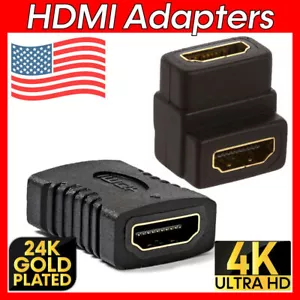 2 Pcs HDMI Coupler Straight Adapter 90 Degree Upward Coupler F to F 4K HDTV 3D - Picture 1 of 8