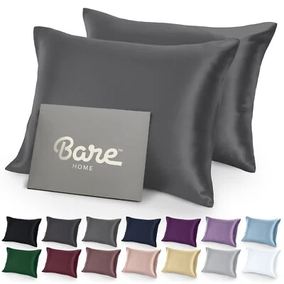 Fundas de almohada de poli satén Bare Home para cabello y piel - Paquete de 2 - Fundas de almohada de lujo Foto 1 de 4