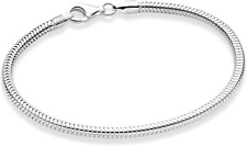 Miabella Solid 925 Sterling Silver Italian 3Mm Snake Chain Bracelet for Women Me