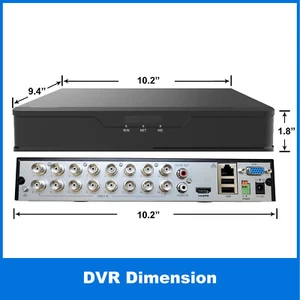 1PV DVR NVR 16 canali 1080P HD TVI/CVI/AHD/analogico/IP monitor remoto 1TB HDD - Foto 1 di 10