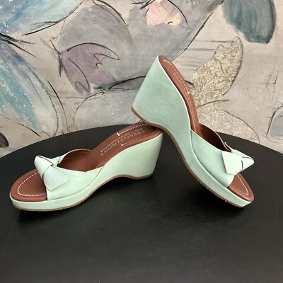 Sandalias Donald J Pliner Cuero Verde Como Nuevo Toboganes EE. UU. 6M UE 36 Plataforma Cuña Foto 1 de 4