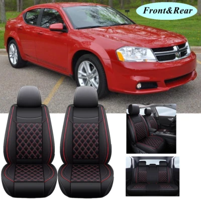 For Dodge Avenger Car 5-Seats Covers PU Leather Front&Rear Seat Cushion Full Set - Image 1 of 4