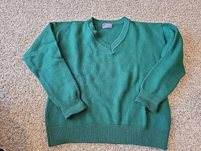 Vintage Pendleton Sweater Mens Large Green Virgin Lambs Wool V Neck Made in USA - Image 1 of 4