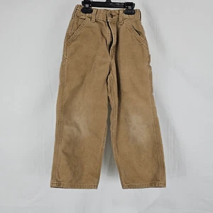 Carhartt Boys Dungaree Fit Size 7 Brown Carpenter Duck Canvas Pants - Picture 1 of 6