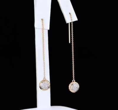 Women's Drop Earring 14K Yellow Gold Plated 1.10Ct Round Cut Lab Created Diamond - Image 1 of 4