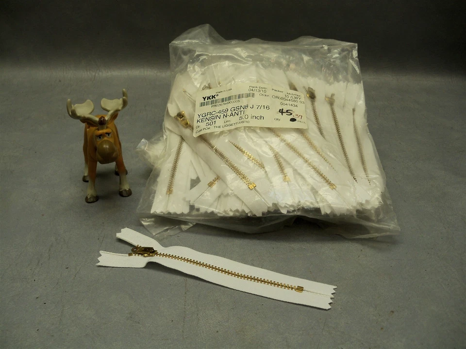 5" Zipper White closed End Golden Brass YKK YGRC-459 Lot of 116 - Image 1 of 4