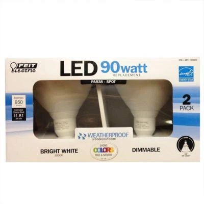NIOB Feit Electric PAR38 LED Bright White, Dimmable, Weatherproof, 90 Watt 2PK - Image 1 of 4