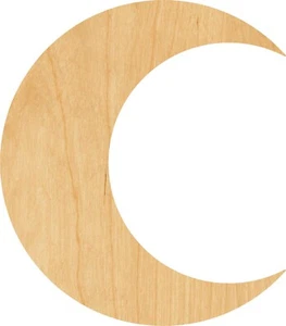 Crescent Moon Laser Cut Out Wood Shape Craft Supply - Woodcraft Cutout - Picture 1 of 1