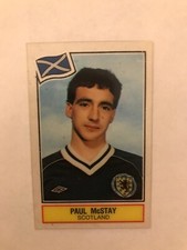 PAUL McSTAY SCOTLAND PANINI FOOTBALL SUPERSTARS ACETATE CARD 1984 GOOD CONDITION