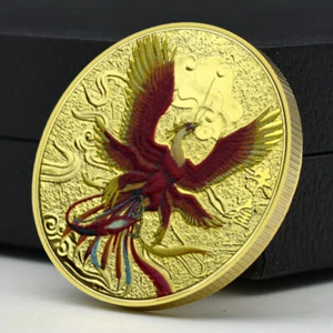 Chinesische antike Bestie Vermillion Vogel goldene Gedenkmünze Kunsthandwerk Medaille - Bild 1 von 12