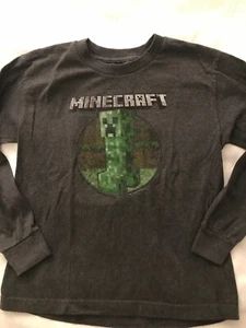 Vintage Minecraft Grey Longsleeve Shirt. Youth Medium. Cool!  Distressed Look. - Picture 1 of 3