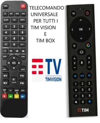 TELECOMANDO PER TIM VISION - TIM BOX - GIA  PROGRAMATTO SUPERIOR - Immagine 1 di 1