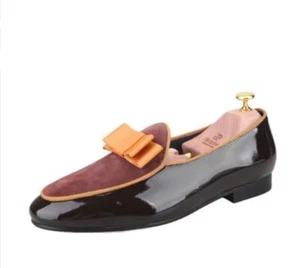 Men's New Fashion British Round Toe Bowknot Color Matching Slip On Loafers Shoes - Picture 1 of 9