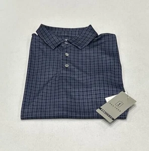 PGA Tour Men's Plaid Print Short-Sleeve Performance Polo Shirt, Peacoat, Size S - Picture 1 of 2