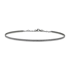 White Diamond Choker Necklace 14K Black Rhodium Gold 2mm 0.77CT Adjustable - Picture 1 of 2