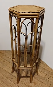 MCM Hexagon Palm Beach Split Burnt Bamboo VTG plant stand Tortiseshell 27” - Picture 1 of 15
