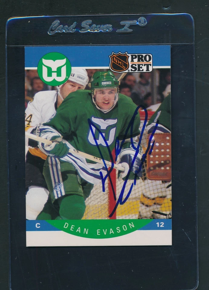 1990/91 Pro Set #103 Dean Evason Whalers Signed Auto *D5222 - Image 1 of 1