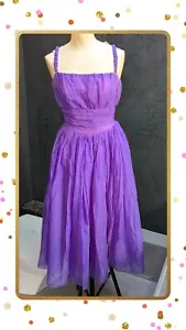 Vtg 50s Orchid Purple Chiffon Prom Dress Formal Princess Pastel Cupcake XS - Picture 1 of 11