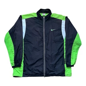 Vintage 90s Nike XL Windbreaker Jacke Swoosh Color Block Grün Weiß Schwarz - Bild 1 von 9