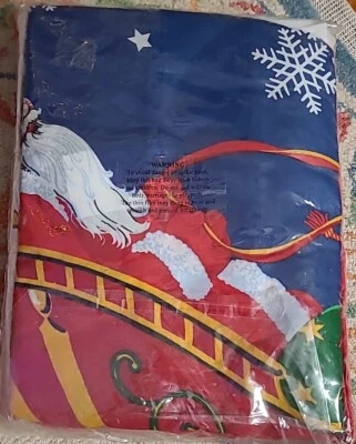 "SANTA'S REINDEER" Queen Size Bed Skirt/Sham Set  ONLY New - Image 1 of 4