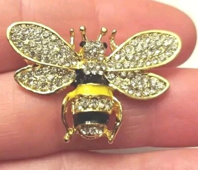 Broche Abejorro Verano Estrás Insecto Amarillo Esmalte Dorado Novedad Divertido Foto 1 de 4