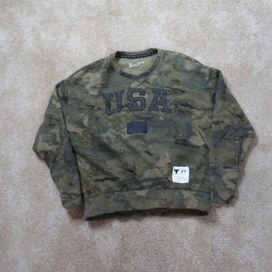 Project Rock Under armour Crew Neck Sweater Men's xs Green Pullover camouflage - Picture 1 of 10