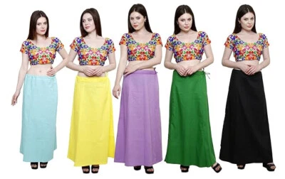 Traditional Readymade Cotton Straight Shapewear Women Girl Saree Underskirt- 5PC - Image 1 of 4