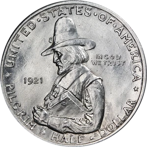 1921 Pilgrim Commem Half Dollar Choice BU+ Blast White Superb Eye Appeal - Picture 1 of 2