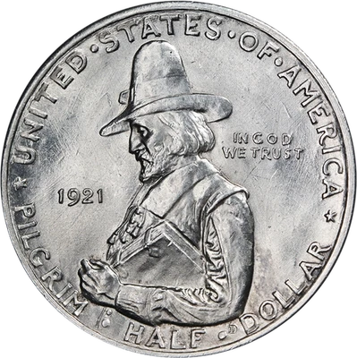 1921 Pilgrim Commem Half Dollar Choice BU+ Blast White Superb Eye Appeal - Image 1 of 2