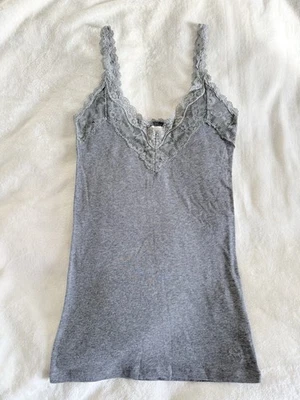 Coquette vintage grey Abercrombie & Fitch lace trim cami size M - Image 1 of 4