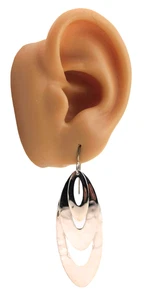 RLM Studio 925 Sterling Silver Triple Oblong Oval Dangle Earrings - Picture 1 of 6