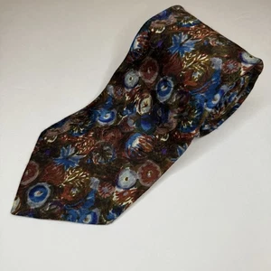Ermenegildo Zegna Men's Tie 100% Silk Made in Italy Brown Blue 3.75” x 55.5” - Picture 1 of 5
