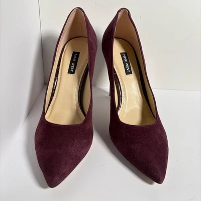 Nine West Hana Pumps Women's Size 8 Burgundy Suede Pointed Toe Heels - Image 1 of 4