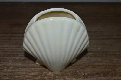 Jarrón de cerámica concha marina soporte para platos océano blanco decoración náutica costera Foto 1 de 4