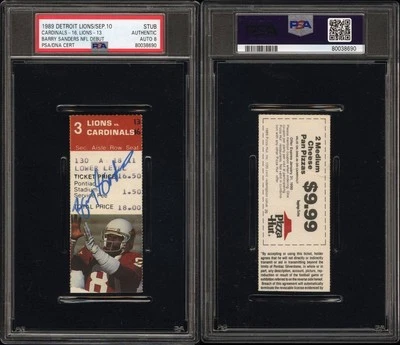 Debut novato Barry Sanders en la NFL - Boleto PSA 1989 Detroit Lions Phoenix Cardinals Foto 1 de 3