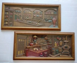 2 Vintage Wender Zubehör 3D Wandkunst The Gemischtwarenladen 24" x 11" - Bild 1 von 9