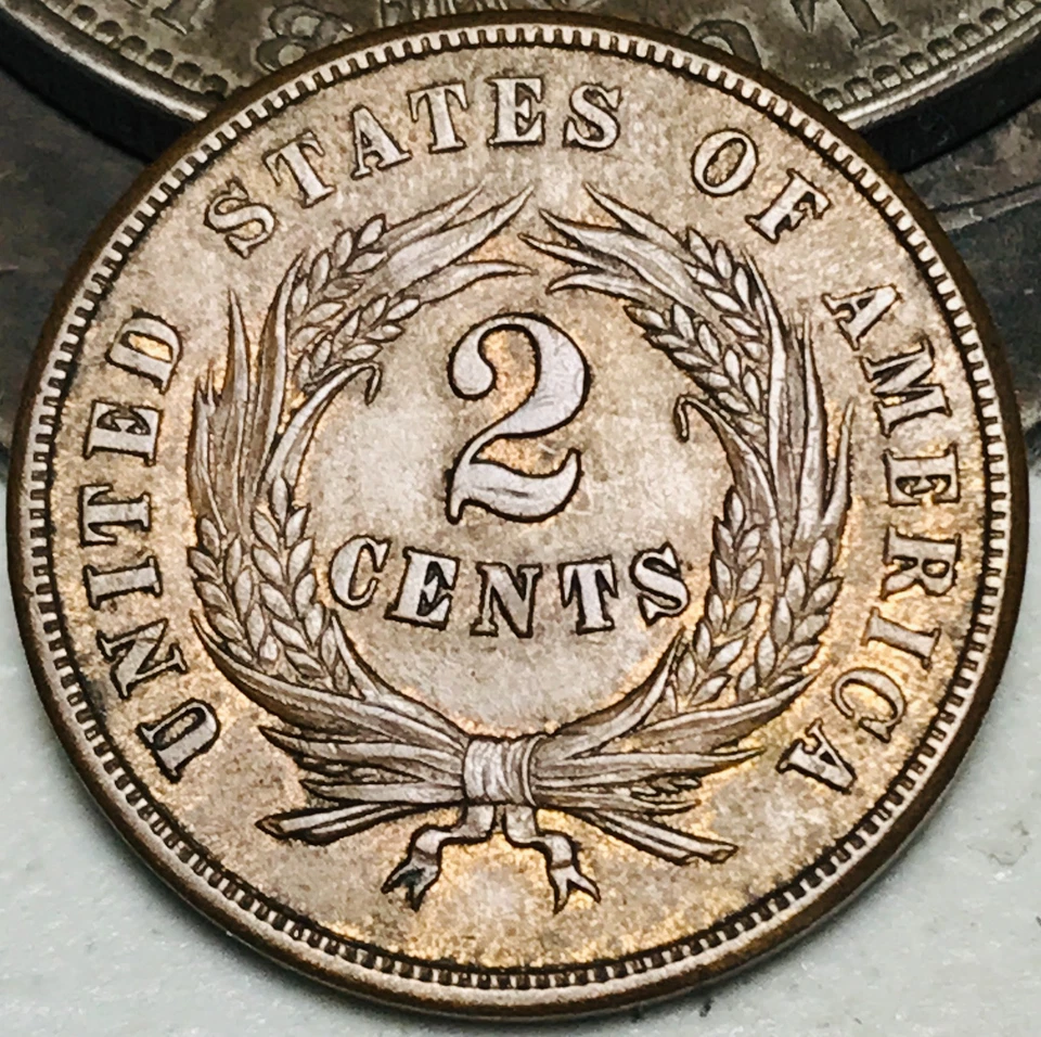 1864 Two Cent Piece 2C FULL MOTTO Ungraded Civil War Date US Copper Coin CC28207 - Image 1 of 4