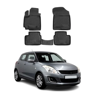 Juego completo de tapetes forros para Suzuki Swift 2010-2017 negro para todo tipo de clima Foto 1 de 4