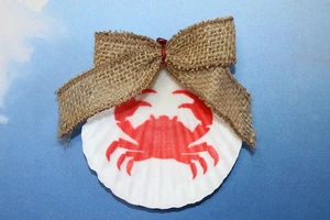 2-DON'T BE CRABBY Decoupage Seashells,Hanging Decor,Christmas Ornaments,SS-587 - Picture 1 of 10