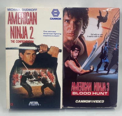 American Ninja 2 and 3 VHS LOT Confrontation Blood Hunt VG+ HTF - Image 1 of 4