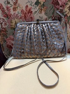 Elaine Gold And Silver Metallic Color Leather vintage Purse Shoulder Bag 1980s - Picture 1 of 7
